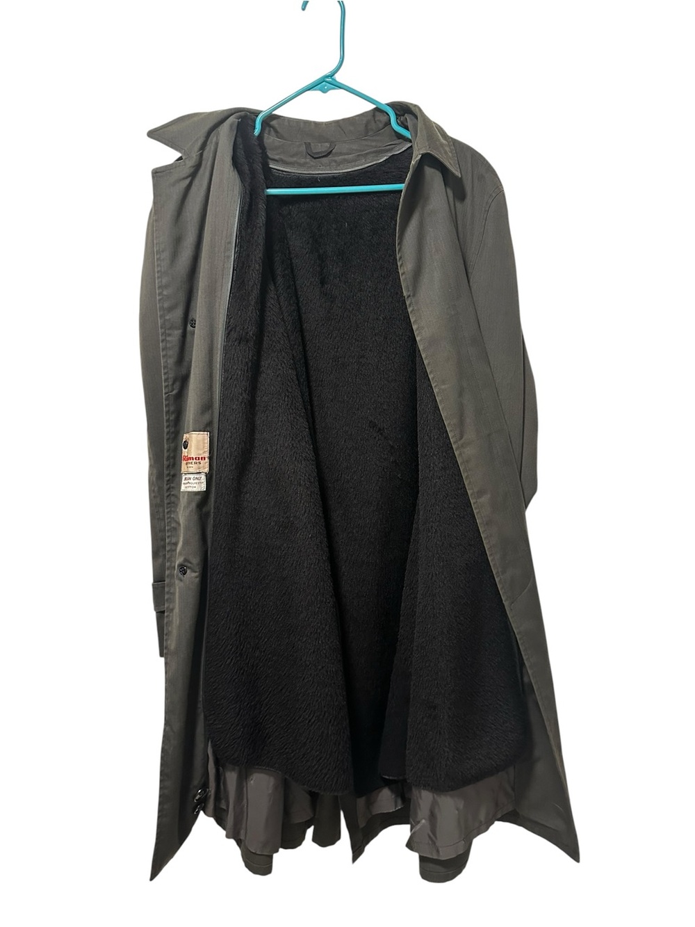 Men's Trench Coat with Black Sherpa Lining